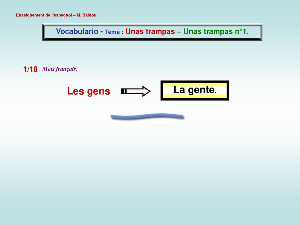 Vocabulario - Tema : Unas trampas – Unas trampas n°1.