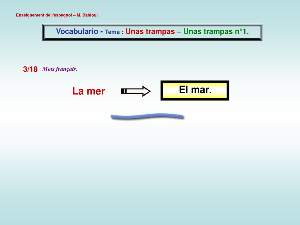 Vocabulario - Tema : Unas trampas – Unas trampas n°1.