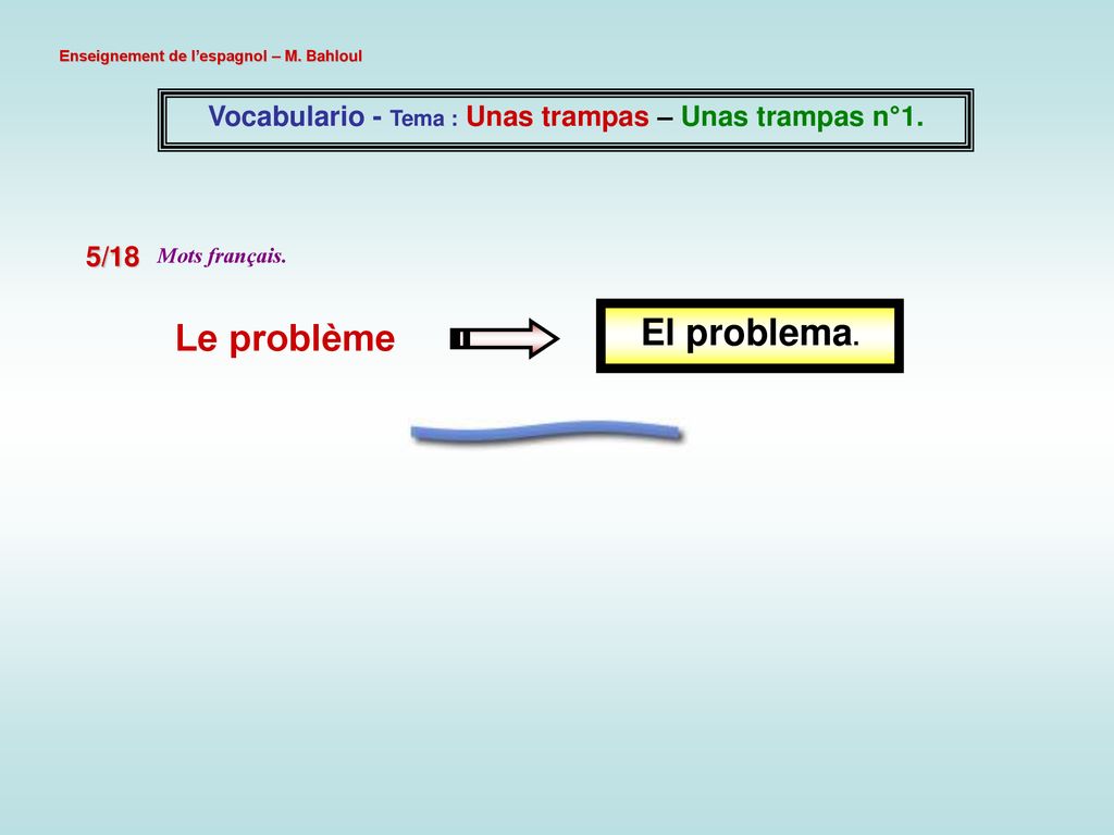 Vocabulario - Tema : Unas trampas – Unas trampas n°1.