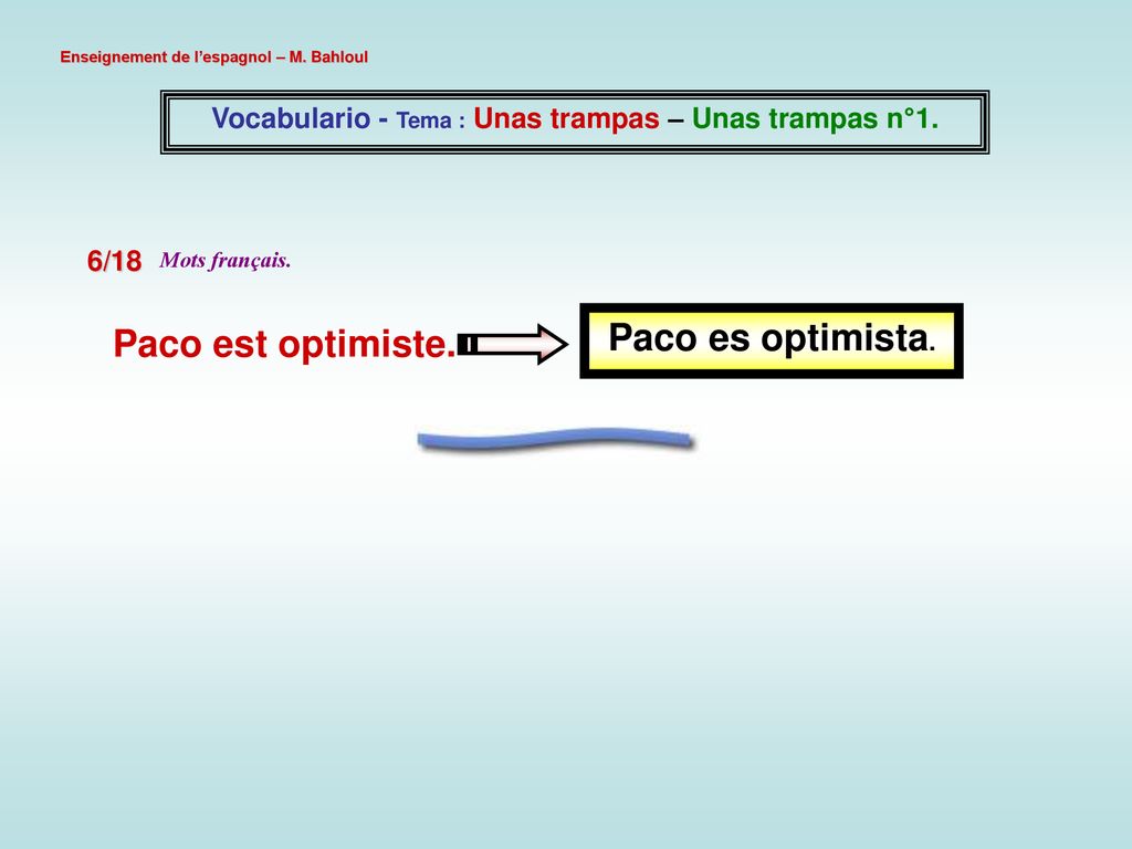 Vocabulario - Tema : Unas trampas – Unas trampas n°1.