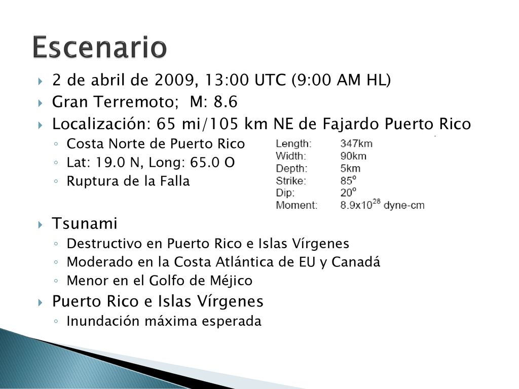 Escenario 2 de abril de 2009, 13:00 UTC (9:00 AM HL)