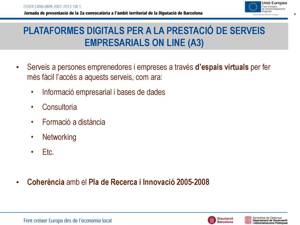 PLATAFORMES DIGITALS PER A LA PRESTACIÓ DE SERVEIS EMPRESARIALS ON LINE (A3)