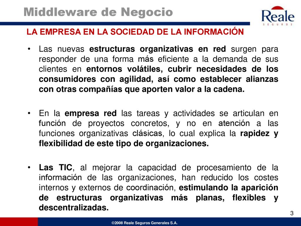 Middleware de Negocio LA EMPRESA EN LA SOCIEDAD DE LA INFORMACIÓN