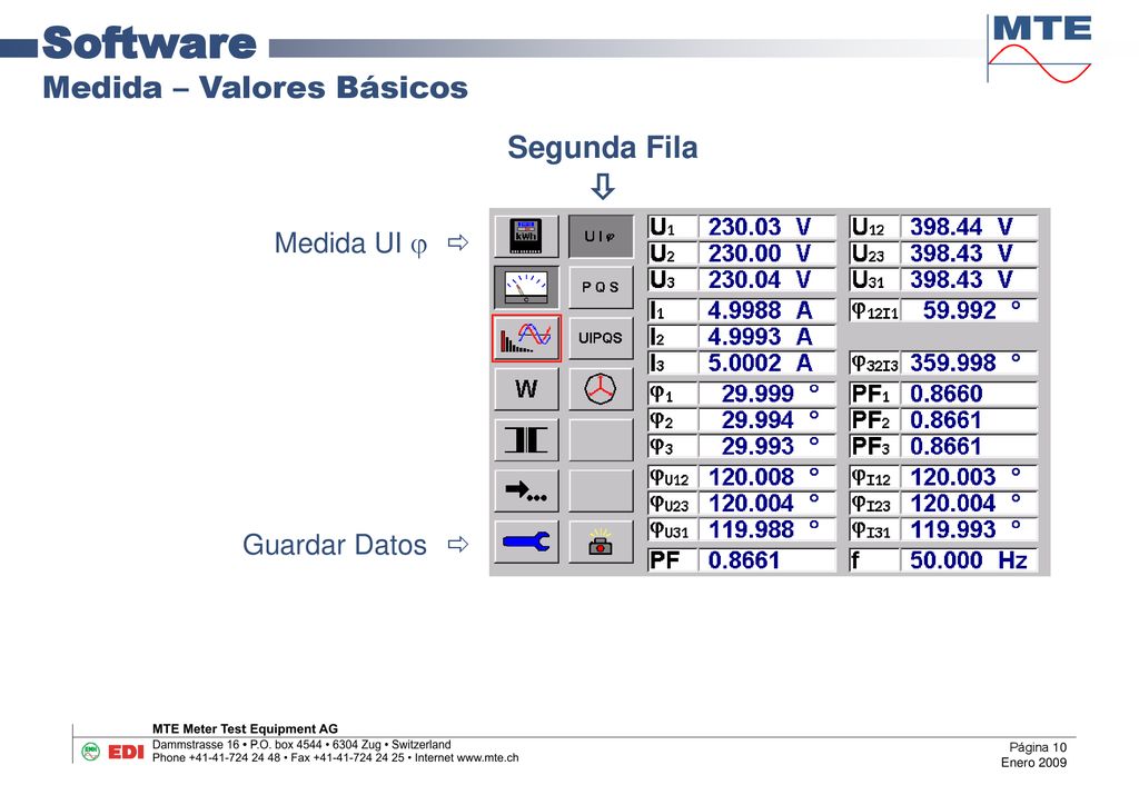 Software Medida – Valores Básicos Segunda Fila  Medida UI  