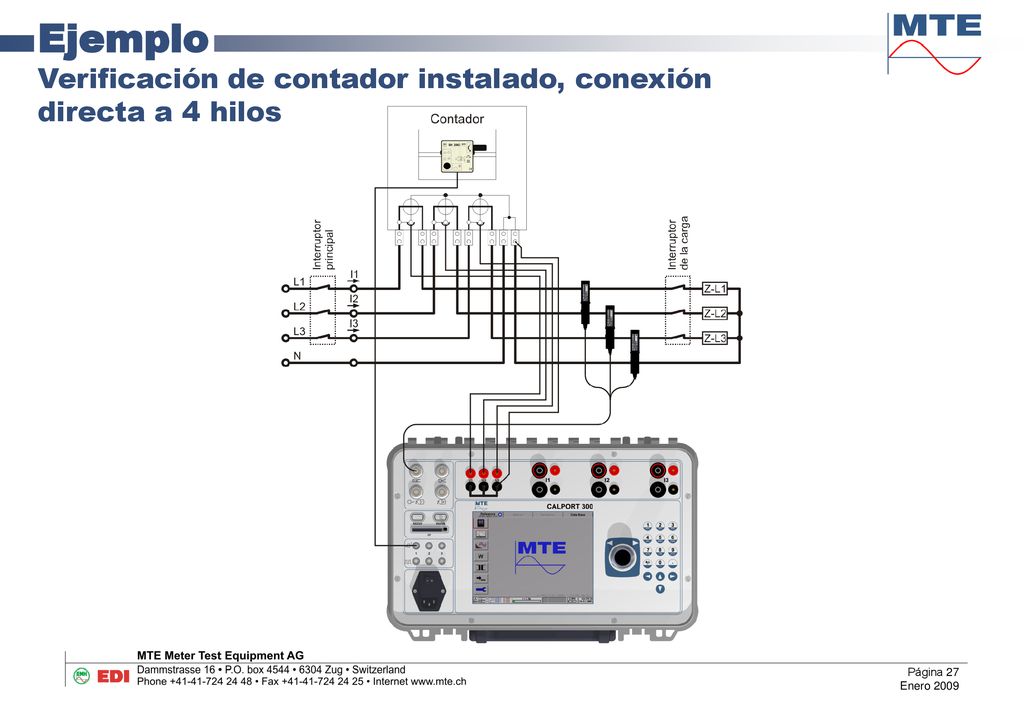 Ejemplo Verificación de contador instalado, conexión directa a 4 hilos