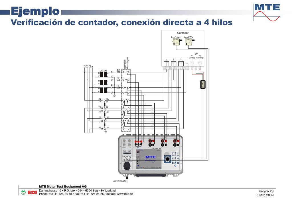 Ejemplo Verificación de contador, conexión directa a 4 hilos