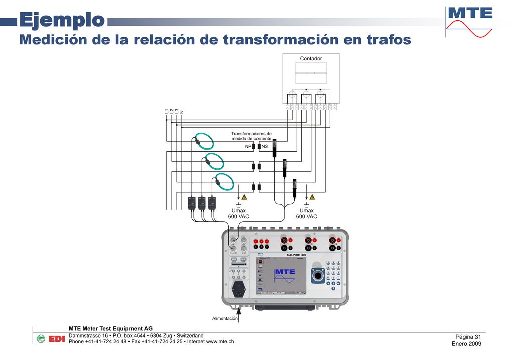 Ejemplo Medición de la relación de transformación en trafos