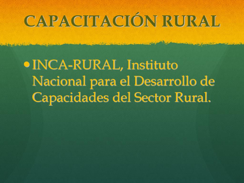 CAPACITACIÓN RURAL INCA-RURAL, Instituto Nacional para el Desarrollo de Capacidades del Sector Rural.