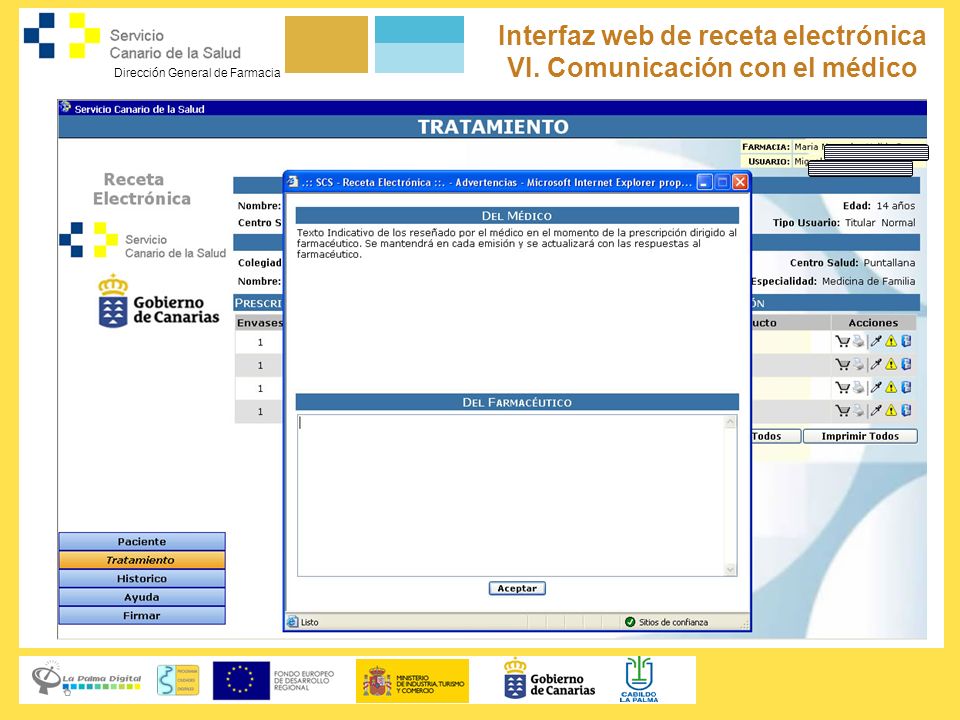 Interfaz web de receta electrónica VI. Comunicación con el médico