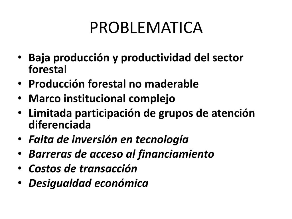 PROBLEMATICA Baja producción y productividad del sector forestal