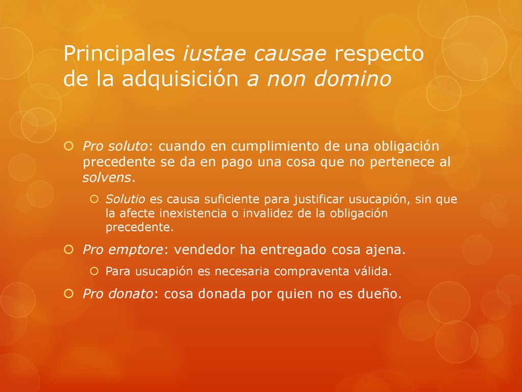 Principales iustae causae respecto de la adquisición a non domino