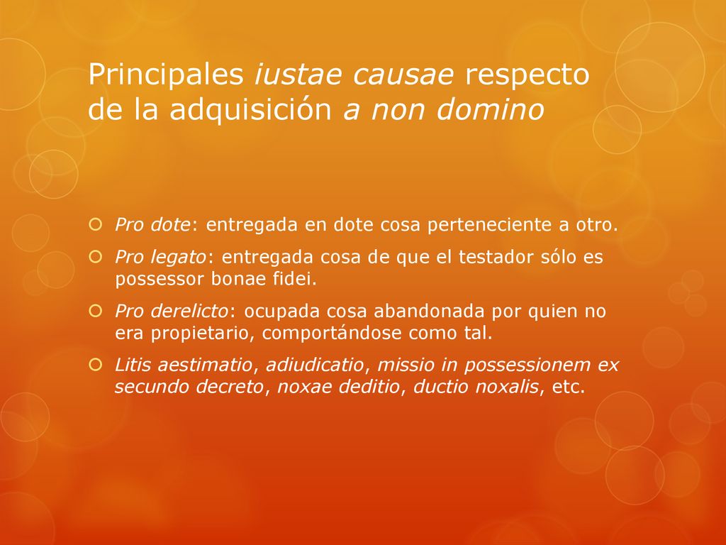 Principales iustae causae respecto de la adquisición a non domino