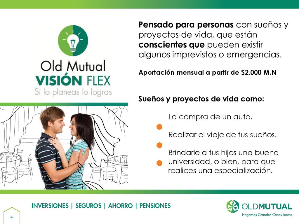 Pensado para personas con sueños y proyectos de vida, que están conscientes que pueden existir algunos imprevistos o emergencias.