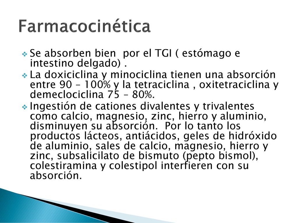 Farmacocinética Se absorben bien por el TGI ( estómago e intestino delgado) .