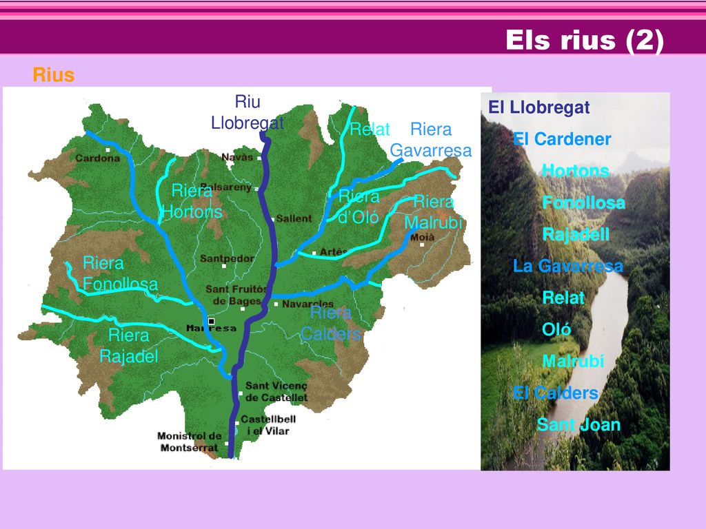 Els rius (2) Rius Riu Llobregat El Llobregat El Cardener Hortons