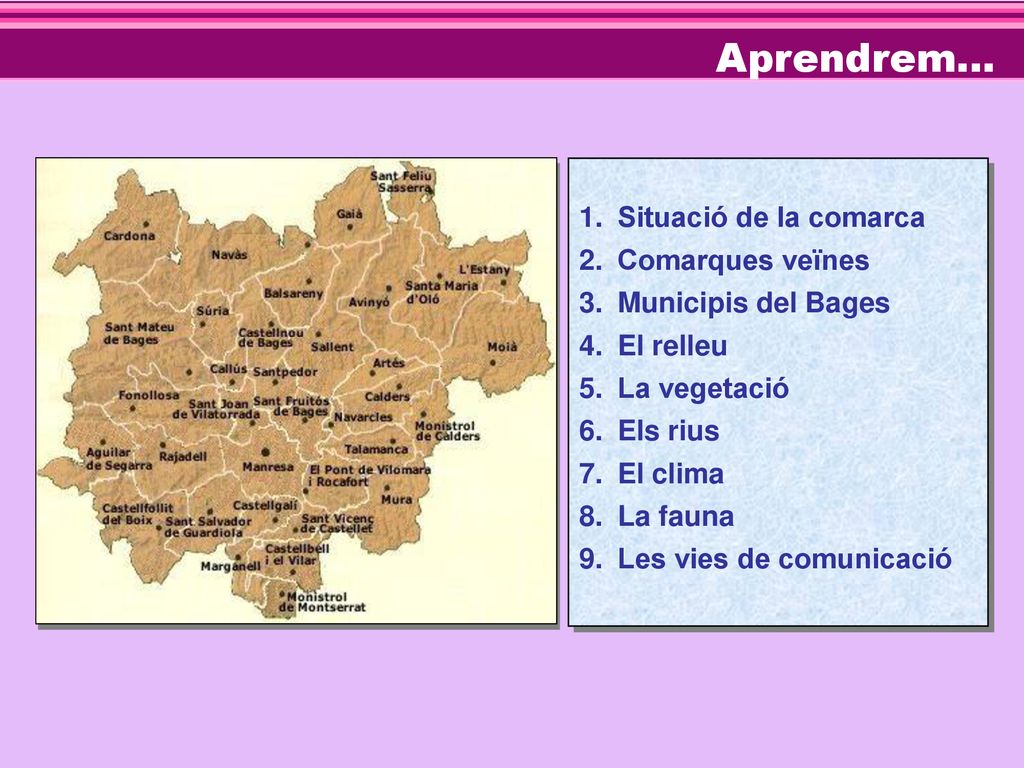 Aprendrem... Situació de la comarca Comarques veïnes
