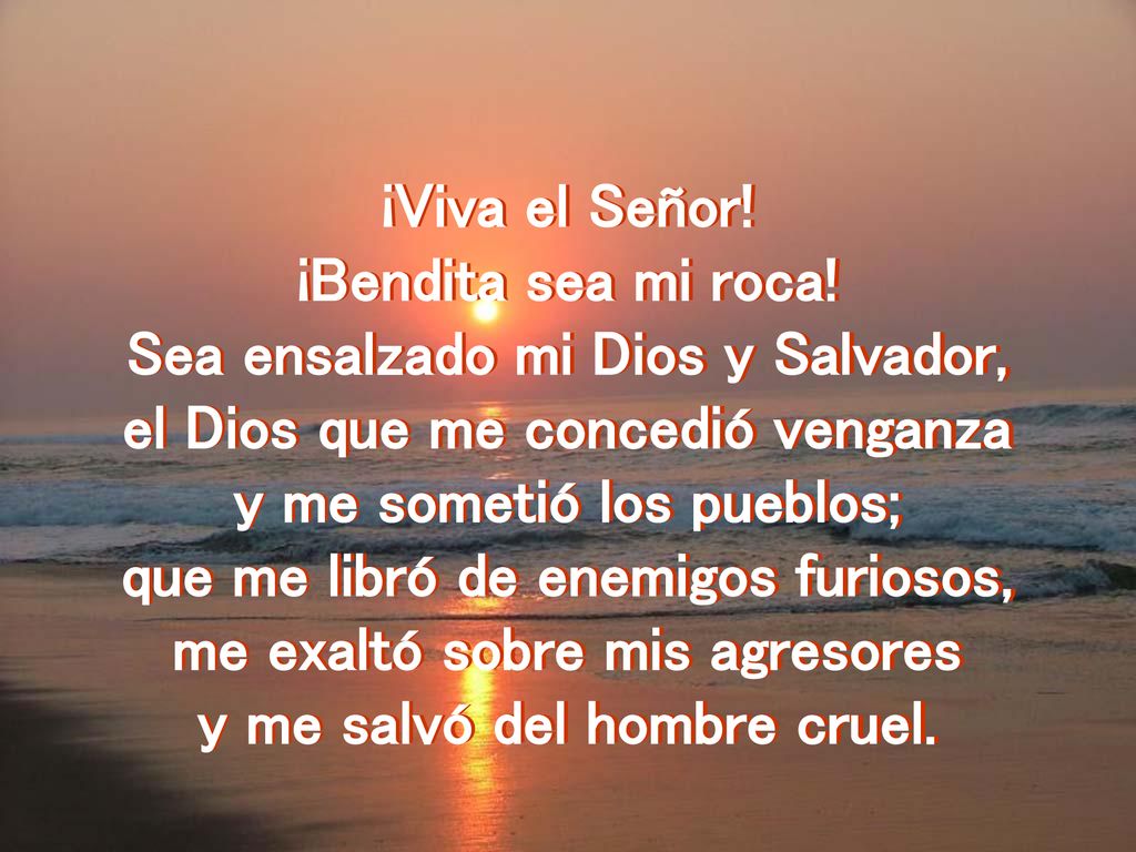 Sea ensalzado mi Dios y Salvador, el Dios que me concedió venganza