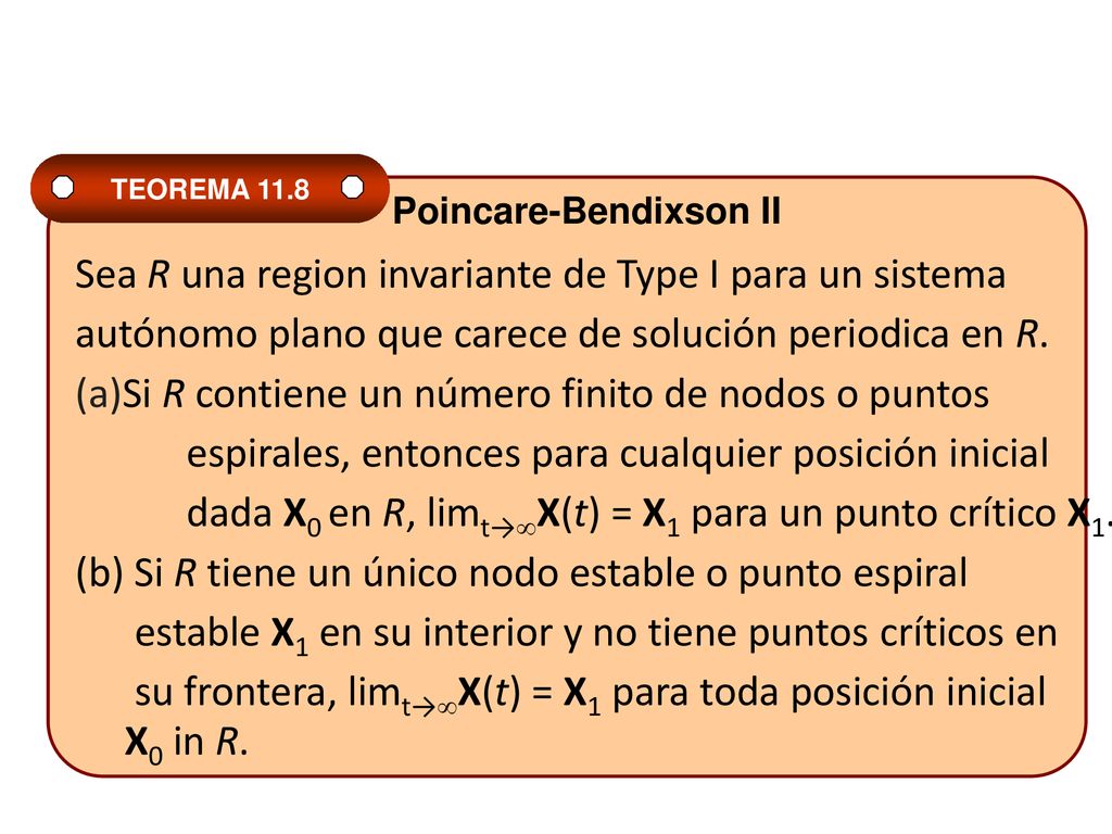 Sea R una region invariante de Type I para un sistema