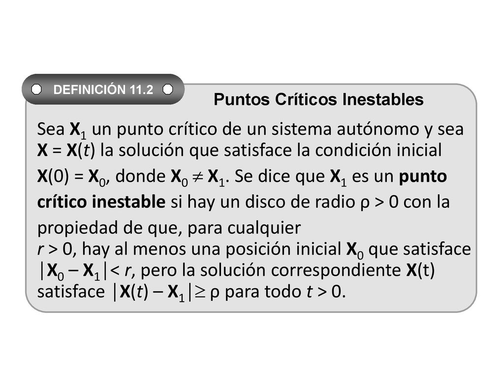 X(0) = X0, donde X0  X1. Se dice que X1 es un punto