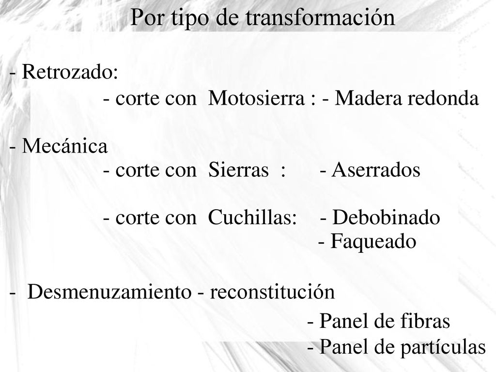 Por tipo de transformación