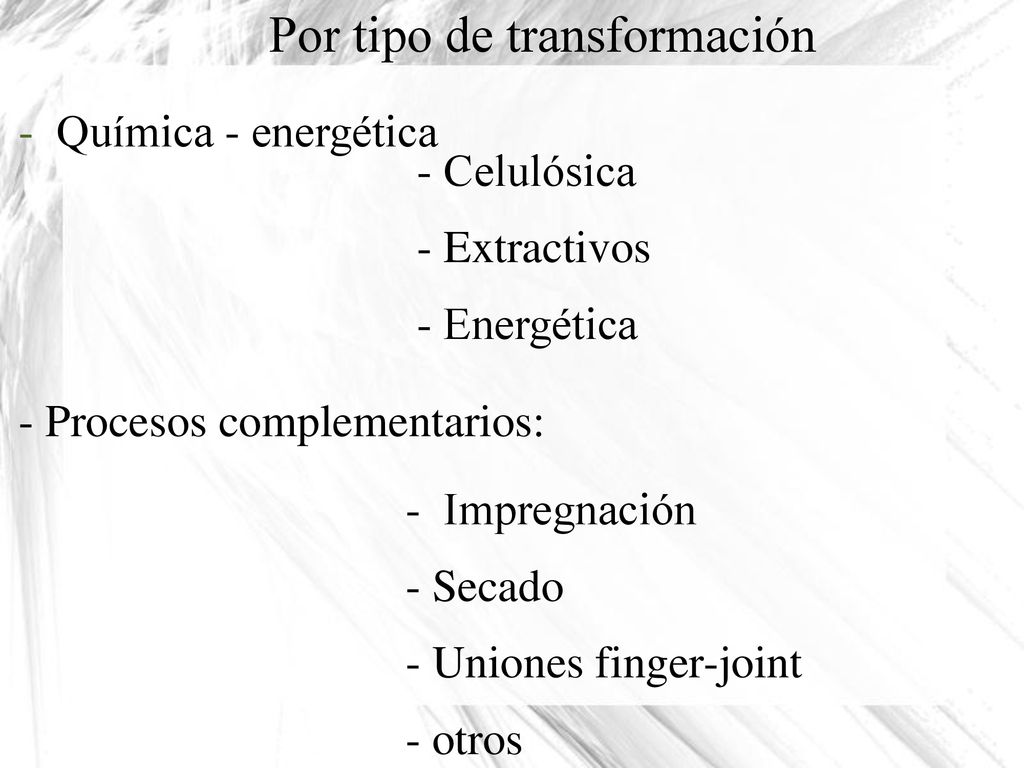 Por tipo de transformación