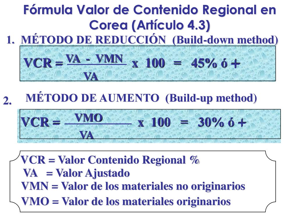 Fórmula Valor de Contenido Regional en Corea (Artículo 4.3)
