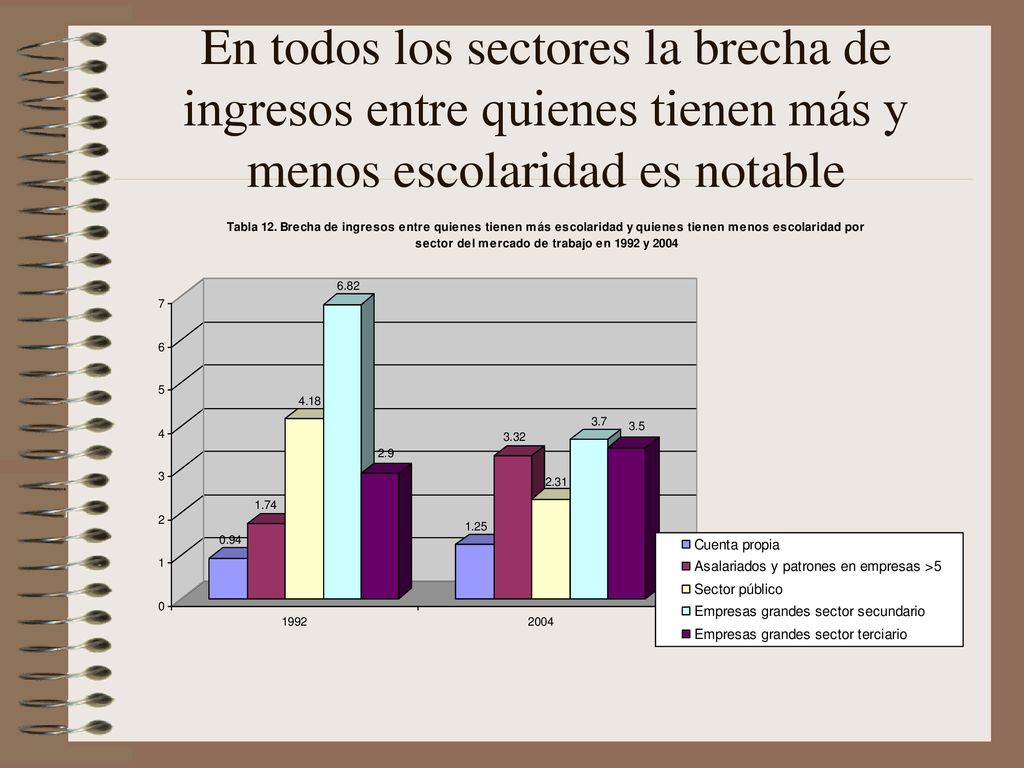 En todos los sectores la brecha de ingresos entre quienes tienen más y menos escolaridad es notable