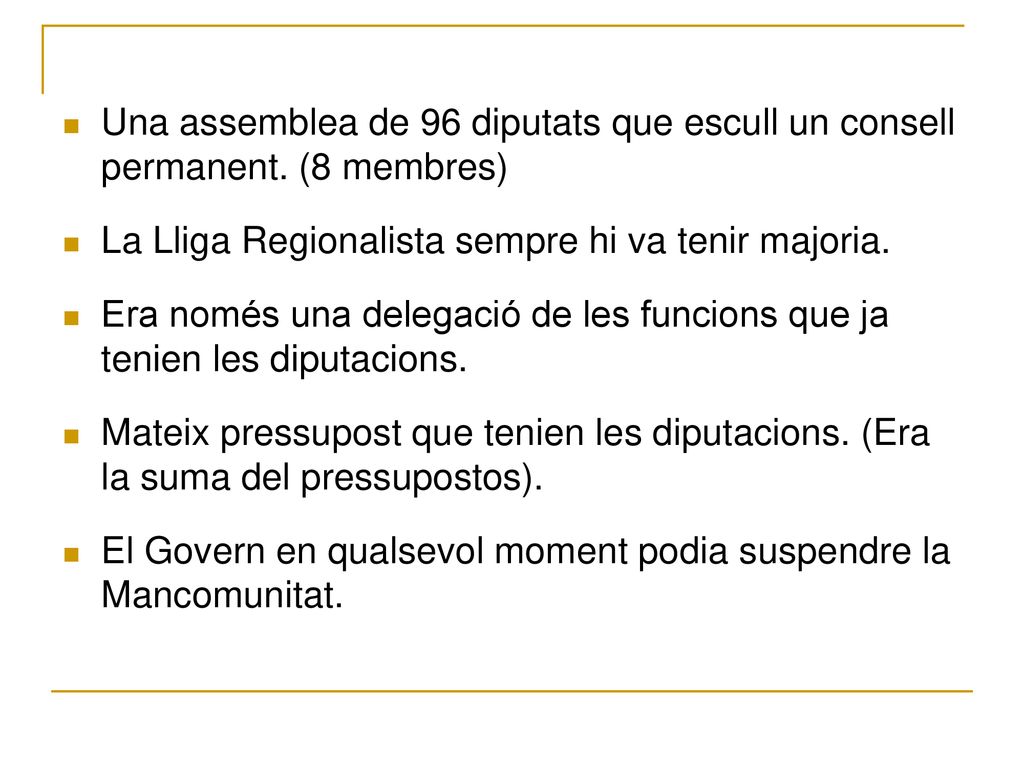 Una assemblea de 96 diputats que escull un consell permanent