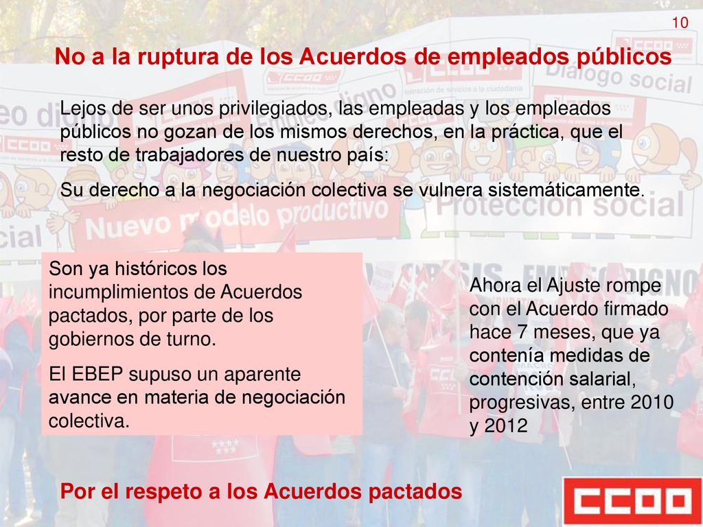 No a la ruptura de los Acuerdos de empleados públicos
