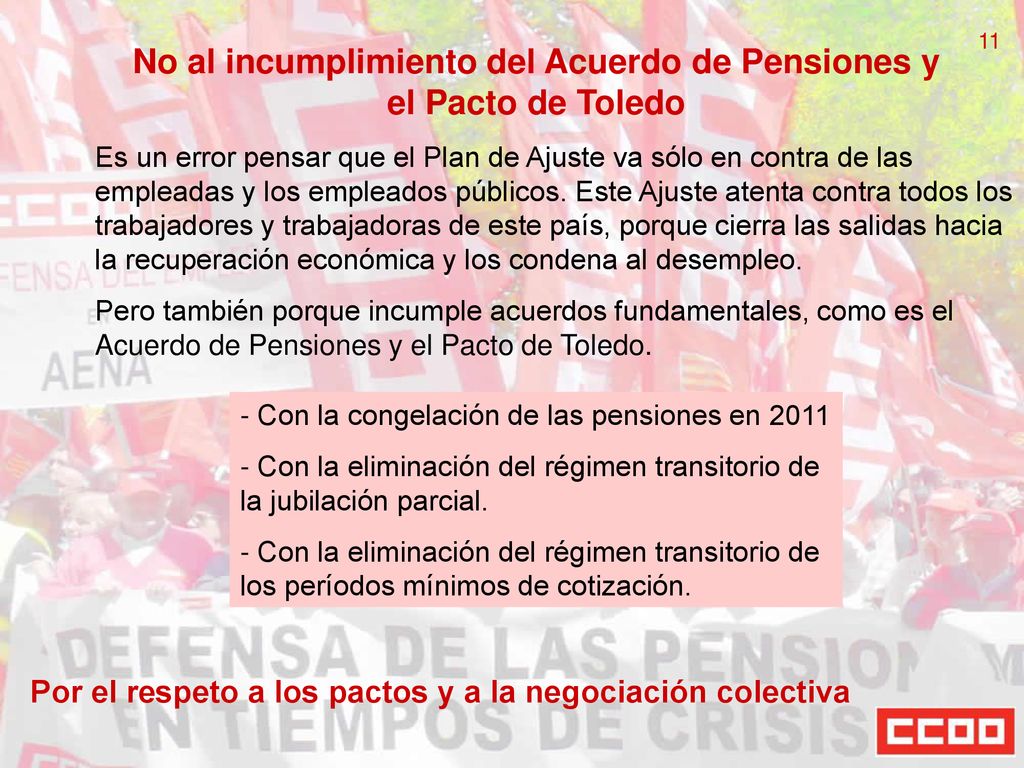 No al incumplimiento del Acuerdo de Pensiones y el Pacto de Toledo