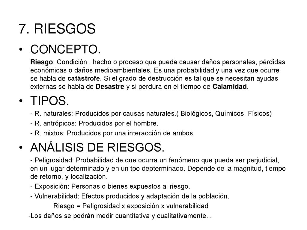 7. RIESGOS CONCEPTO. TIPOS. ANÁLISIS DE RIESGOS.