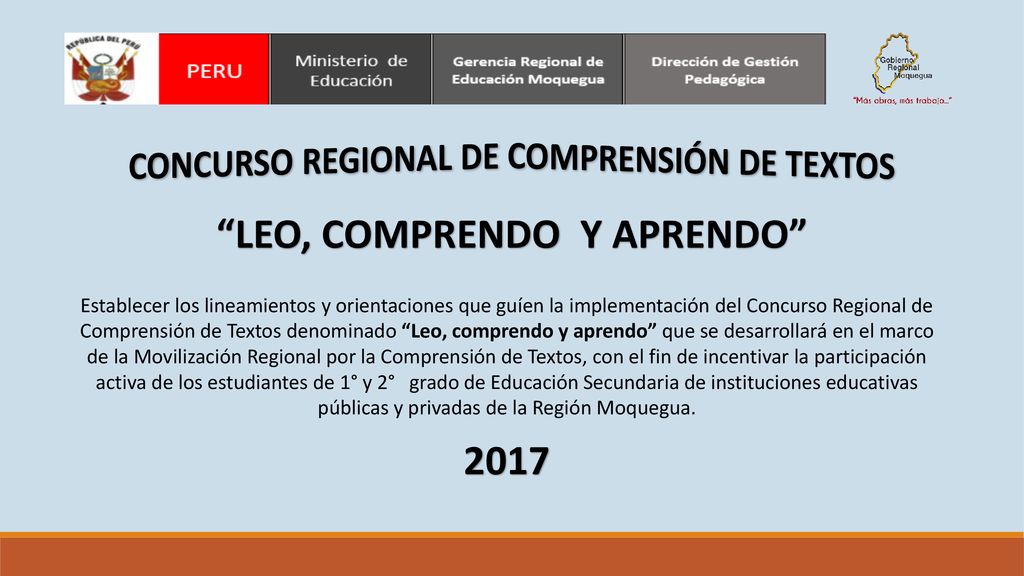 CONCURSO REGIONAL DE COMPRENSIÓN DE TEXTOS LEO, COMPRENDO Y APRENDO