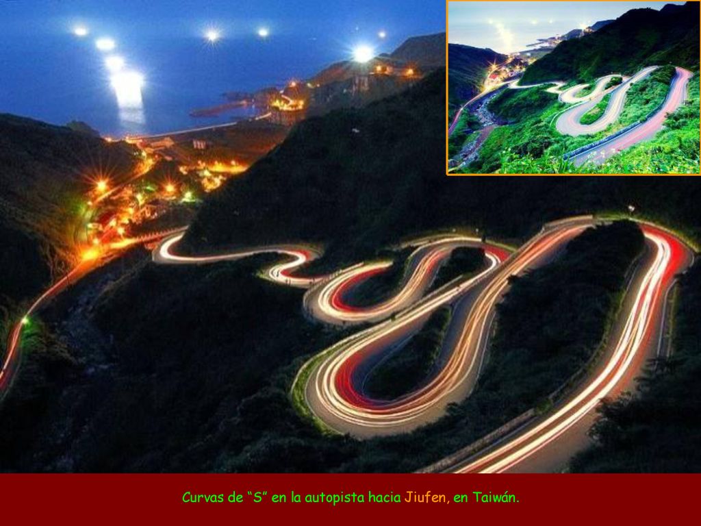 Curvas de S en la autopista hacia Jiufen, en Taiwán.