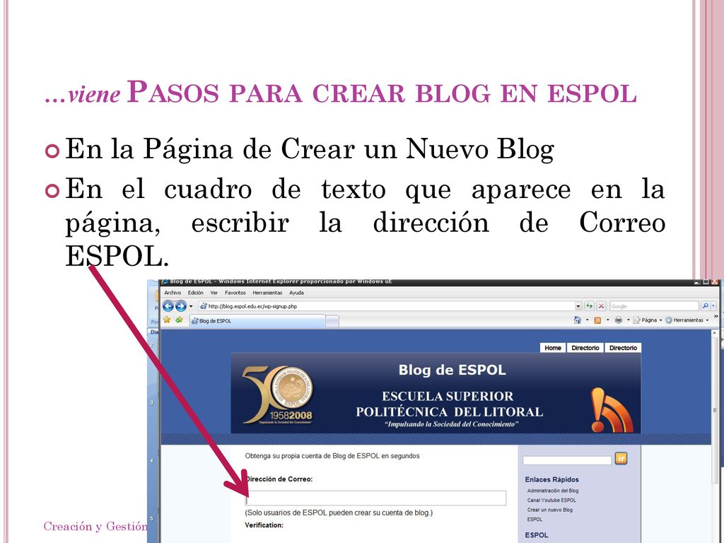 …viene Pasos para crear blog en espol