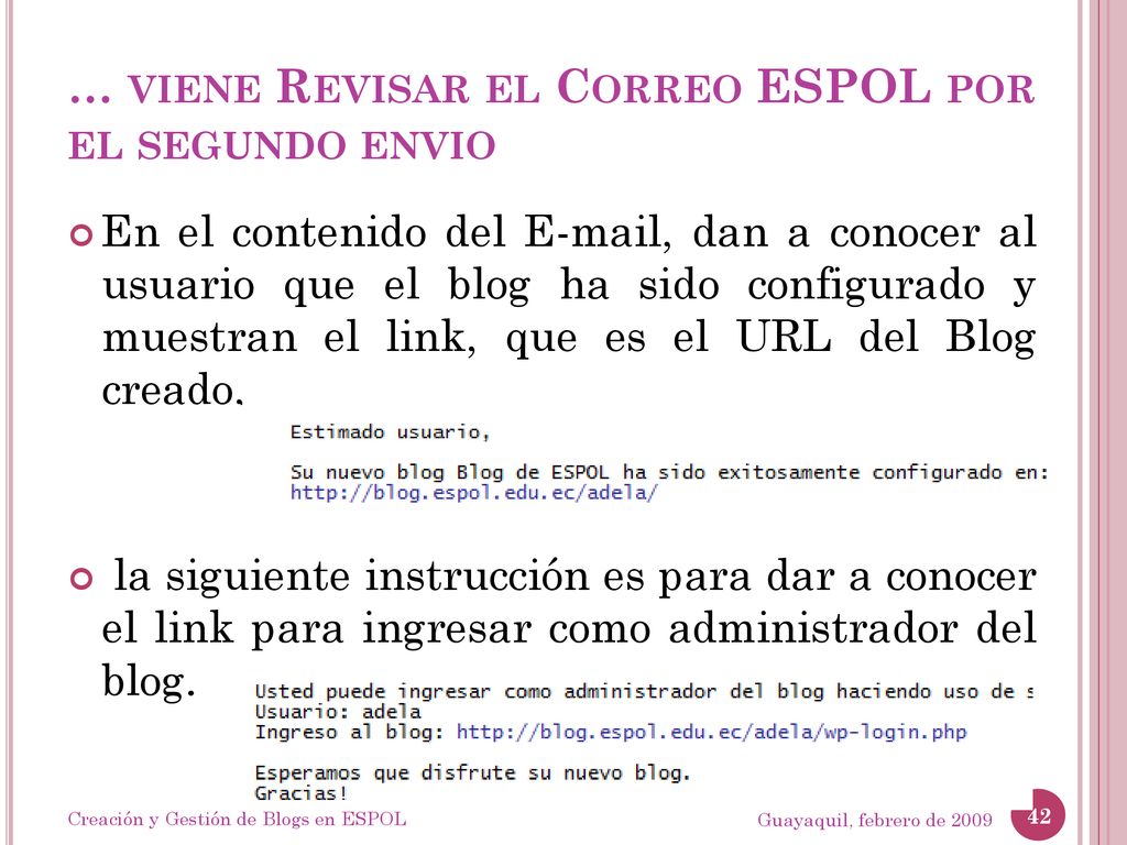 … viene Revisar el Correo ESPOL por el segundo envio