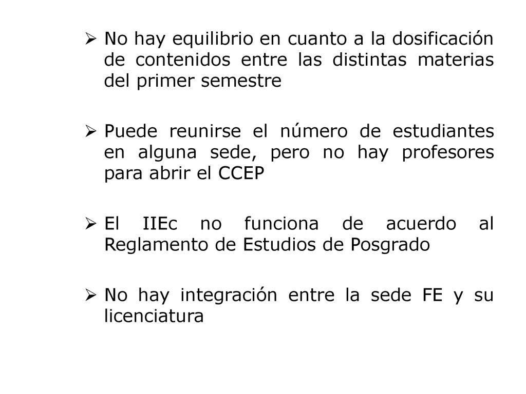No hay equilibrio en cuanto a la dosificación de contenidos entre las distintas materias del primer semestre