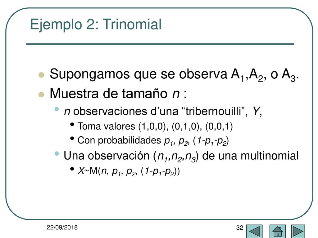 Ejemplo 2: Trinomial Supongamos que se observa A1,A2, o A3.