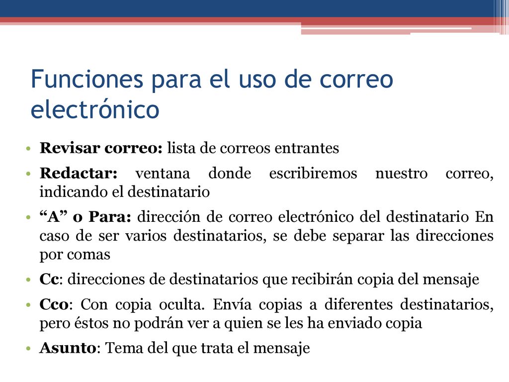 Funciones para el uso de correo electrónico