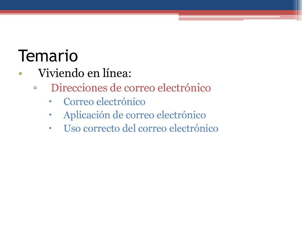 Temario Viviendo en línea: Direcciones de correo electrónico