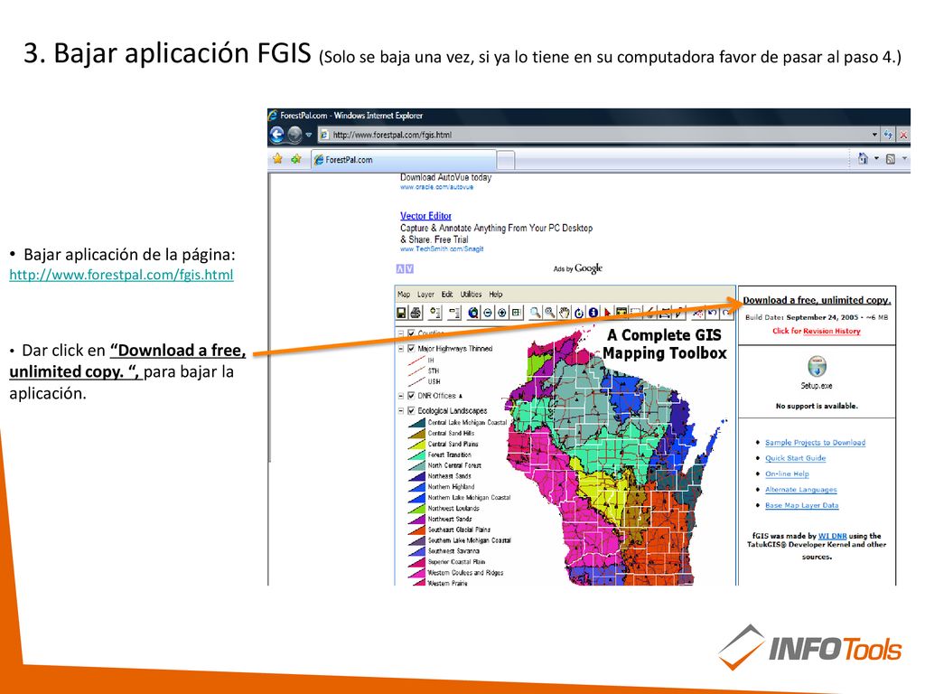 3. Bajar aplicación FGIS (Solo se baja una vez, si ya lo tiene en su computadora favor de pasar al paso 4.)