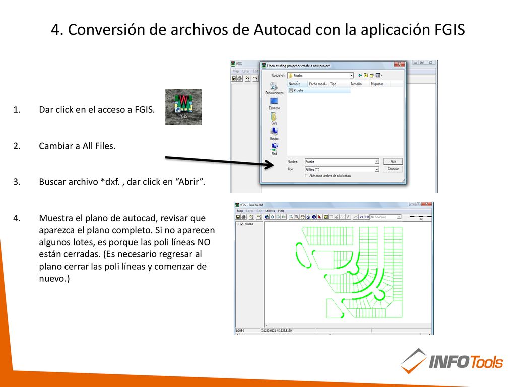 4. Conversión de archivos de Autocad con la aplicación FGIS