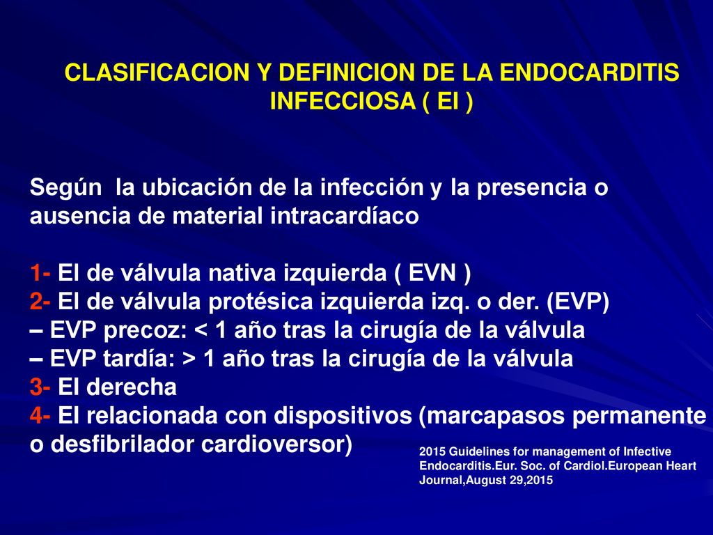 CLASIFICACION Y DEFINICION DE LA ENDOCARDITIS INFECCIOSA ( EI )
