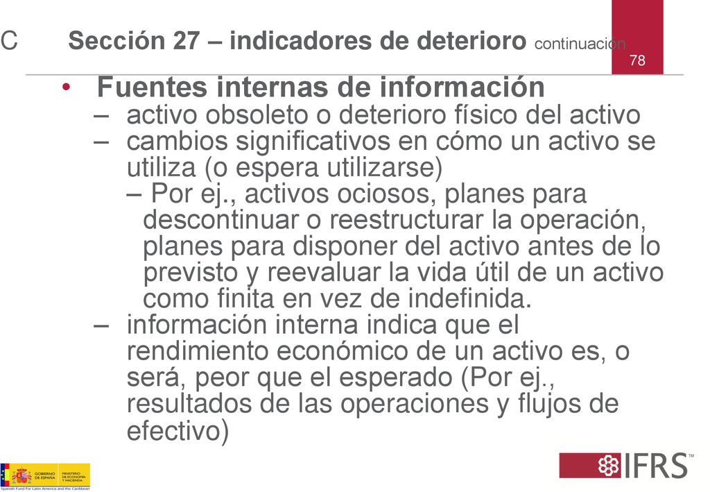 C Sección 27 – indicadores de deterioro continuación