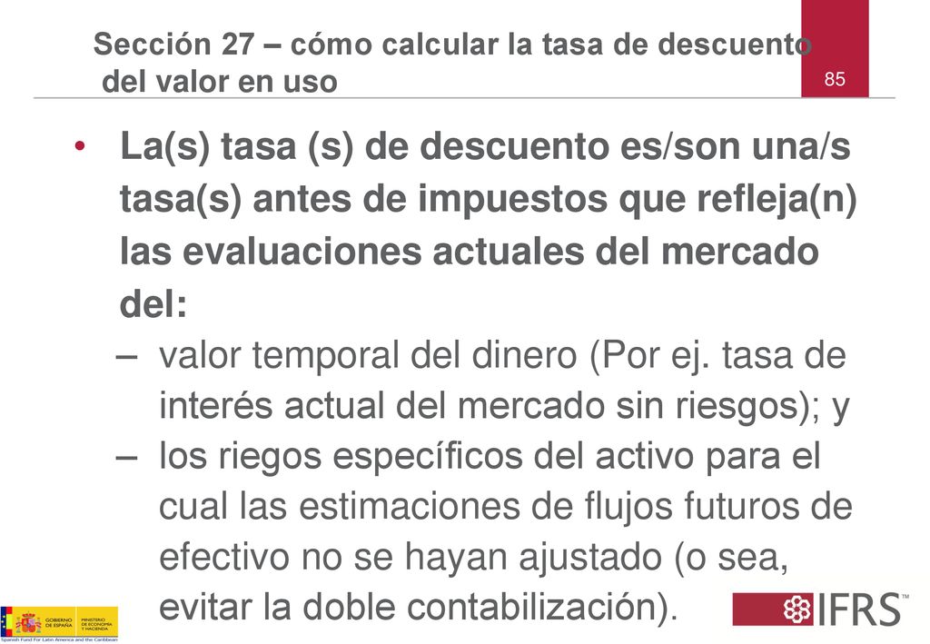 Sección 27 – cómo calcular la tasa de descuento del valor en uso