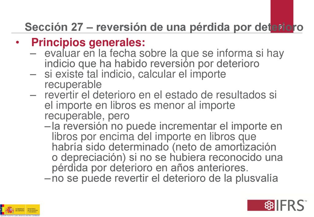 Sección 27 – reversión de una pérdida por deterioro