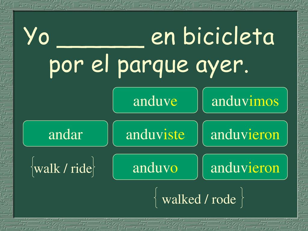 Yo ______ en bicicleta por el parque ayer.