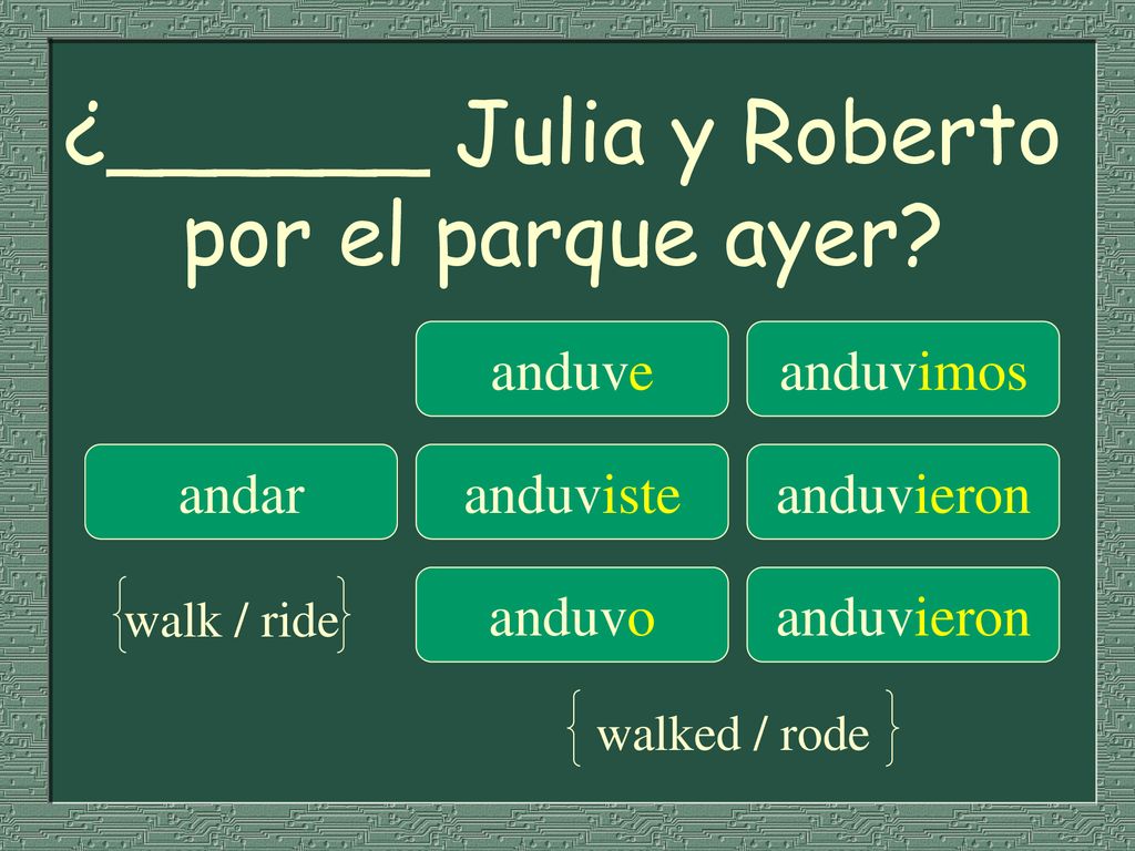 ¿______ Julia y Roberto por el parque ayer