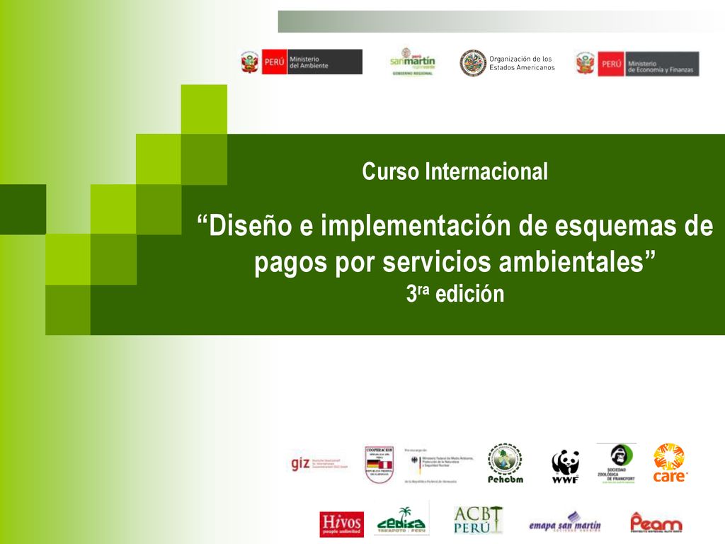 Curso Internacional Diseño e implementación de esquemas de pagos por servicios ambientales 3ra edición.