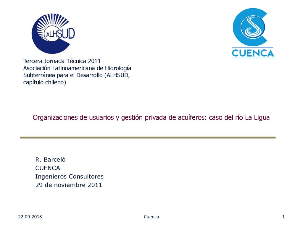 R. Barceló CUENCA Ingenieros Consultores 29 de noviembre 2011