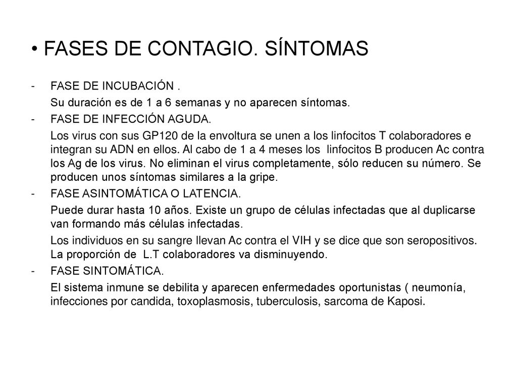 FASES DE CONTAGIO. SÍNTOMAS